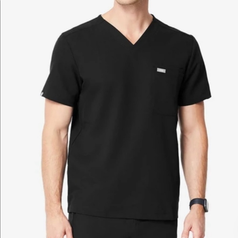 Figs Leon Black Scrub Top